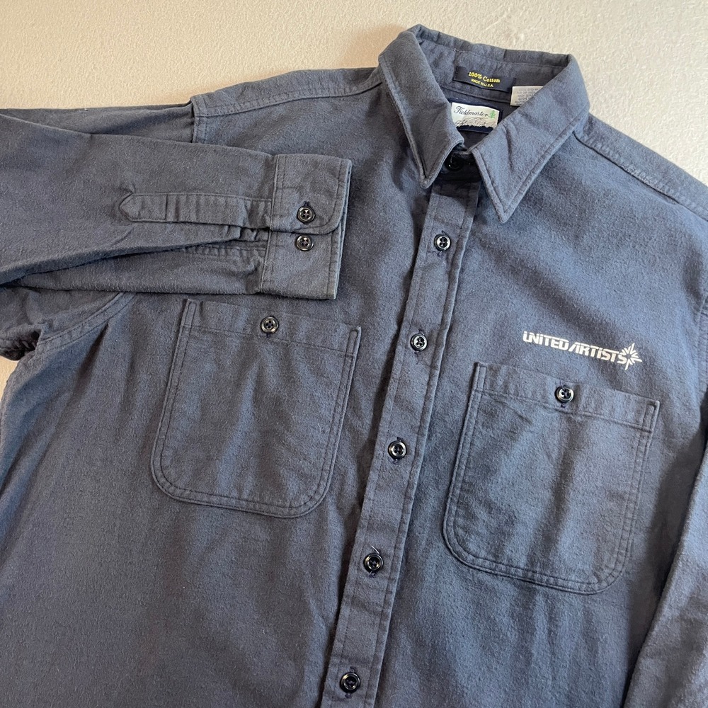 Fieldmaster United Artists Mens XL Gray Cotton‎ Work Shirt 2 Pockets Button Up